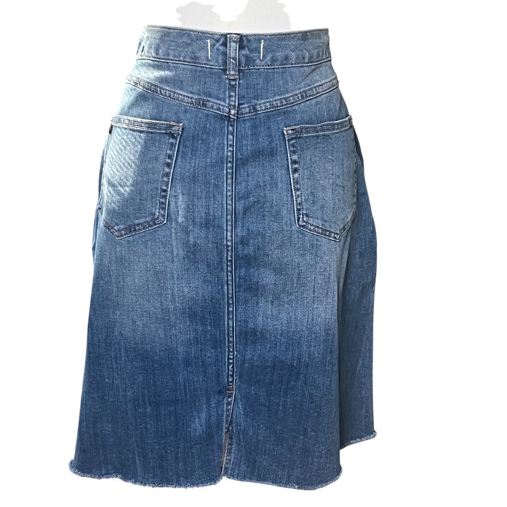 Sundance Denim Midi Skirt Raw Hem Blue 5 Pocket Western Women M - Picture 2 of 9